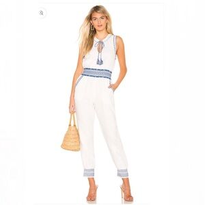 REVOLVE TULAROSA Cecilia Jumpsuit In Ivory Blue Size M